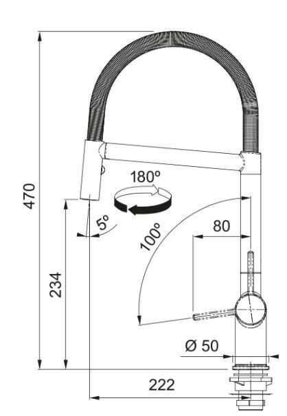 FRANKE ACTİVE PLUS SEMİ PRO MATT BLACK DUŞLAMALI SPİRALLİ ARMATÜR