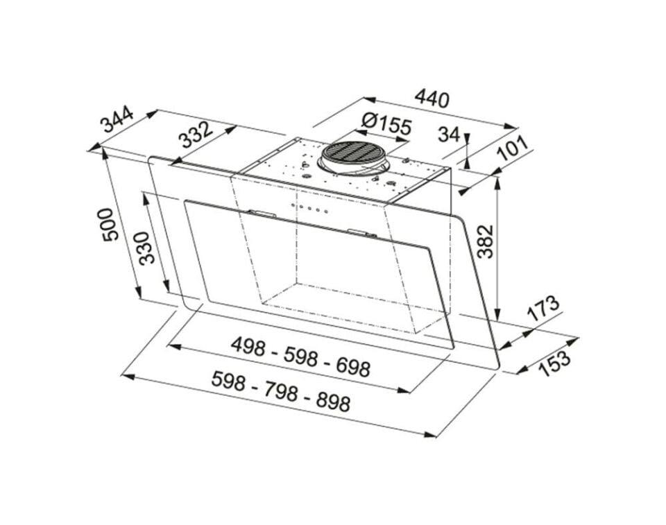 FRANKE FNO 905 BK BLACK GLASS MARİS NEO DUVAR TİPİ DAVLUMBAZ
