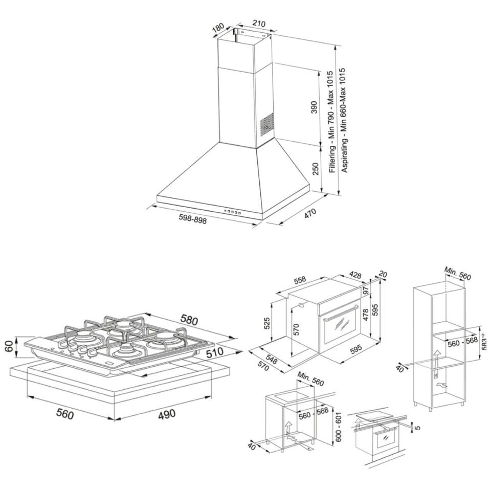 FRANKE FDL 6065 XS/600 İNOX LİNFA DAVLUMBAZ FHNL 604 4G X E İNOX SMART LİNEAR OCAK FSL 82 H XS BLACK GLASS/İNOX SMART LİNEAR FIRIN ANKASTRE SET
