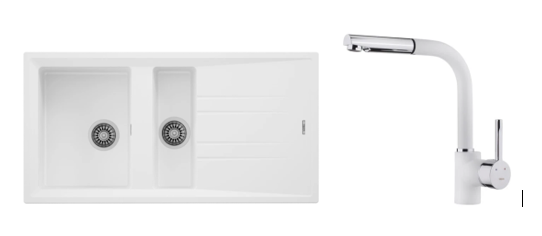 TEKA STONE 60 B TG BEYAZ GRANİT EVİYE + ARK 938 BEYAZ SPİRALLİ BATARYA