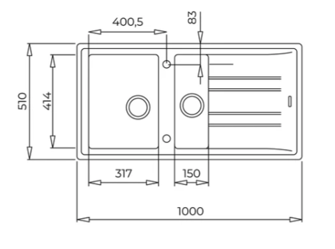 TEKA STONE 60 B TG GRANİT EVYE + ARK 938 ARMATÜR SETİ (METALİK SİYAH)