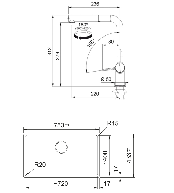 FRANKE MARİS MRG 110-72 EVİYE BATARYA  SABUNLUK SETİ SLATE GREY