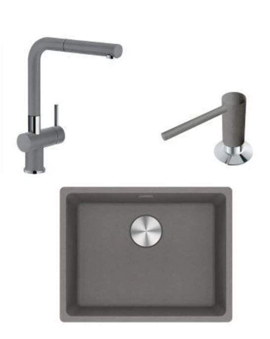 FRANKE MARIS MRG 110-52 STONE GREY GRANİT EVİYE ACTIVE PLUS DOCCIA ARMATÜR COMFORT SIVI SABUNLUK