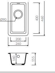 TEŞHİR MARMORİN FADO 260 0,5K TEK GÖZLÜ SİYAH EVİYE