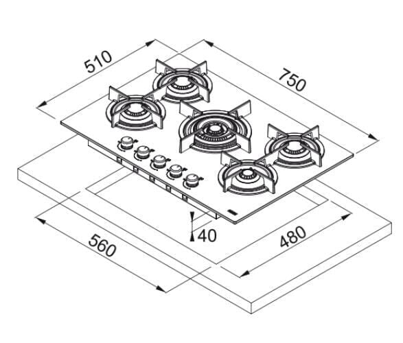 FRANKE FHCR 755 4G HE BK C OCAK