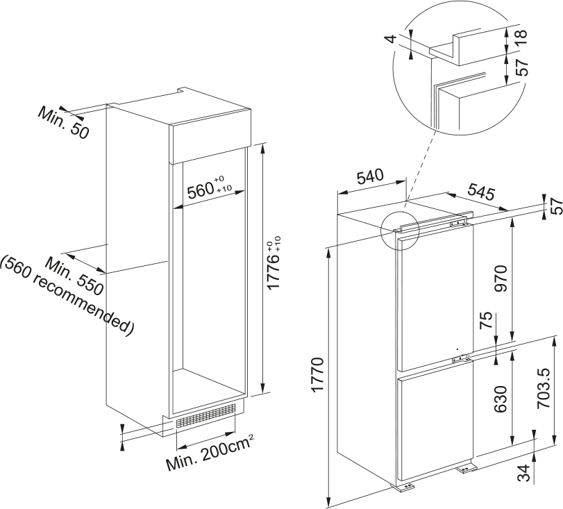 Franke FCB 320 S NE E 2 Kapılı Ankastre Buzdolabı