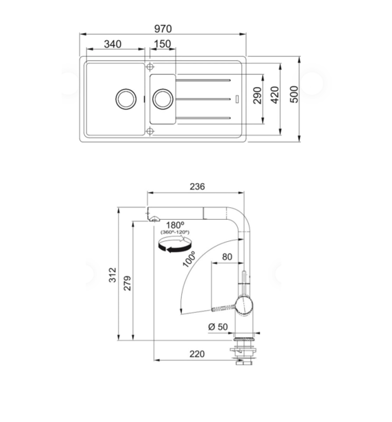 FRANKE BASIS BFG 651 1,5 GÖZLÜ OYSTER GRANİT EVİYE