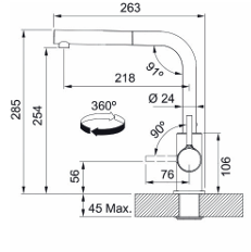 FRANKE MARIS MRX 110-70 TEK GÖZLÜ EVİYE    - LİNA L KROM PULLOUT ARMATÜR