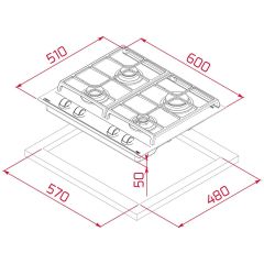 TEKA GZC 64320 XBC WH BEYAZ CAM OCAK 112570051