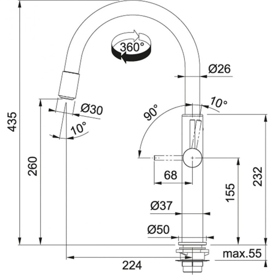 FRANKE PESCARA SWİVEL SPOUT UP & DOWN KROM ARMATÜR