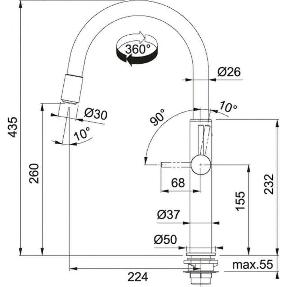 FRANKE PESCARA SWİVEL SPOUT UP & DOWN KROM ARMATÜR