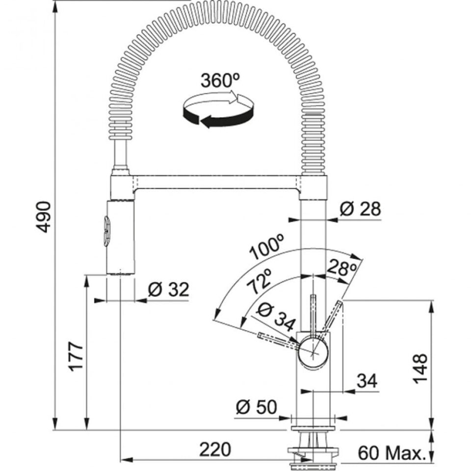 FRANKE FOX PRO SPİRALLİ KROM ARMATÜR