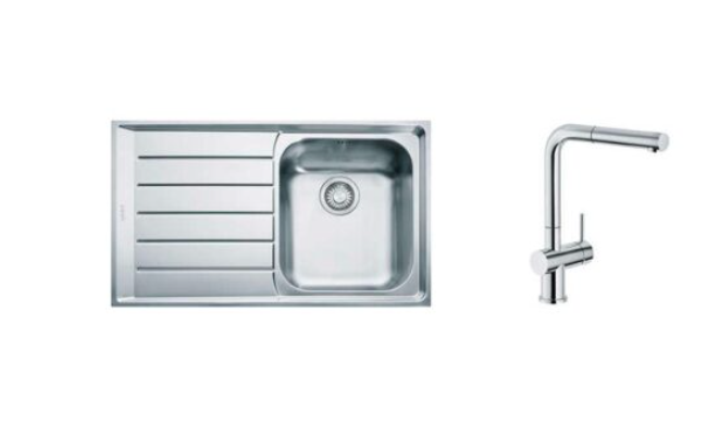 FRANKE NEPTUN TEK GÖZLÜ ÇELİK EVİYE    + ACTIVE PLUS DOCCIA ARMATÜR