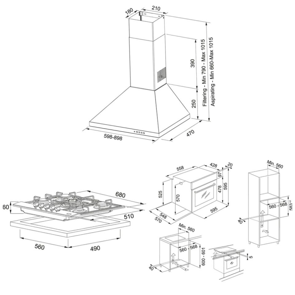 FRANKE FDL  9065 XS/900 İNOX LİNFA DAVLUMBAZ FHNL 705 4G TC XS E OCAK FSL 82 H XS BLACK GLASS/İNOX FIRIN ANKASTRE SET