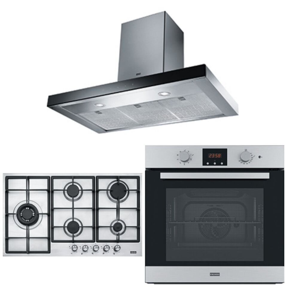 FRANKE FCR 925 TC BK/XS/900 BLACK GLASS/İNOX MYTHOS DAVLUMBAZ FHNL 905 4G TC XS İNOX OCAK FSL 86 H XS FIRIN ANKASTRE SET
