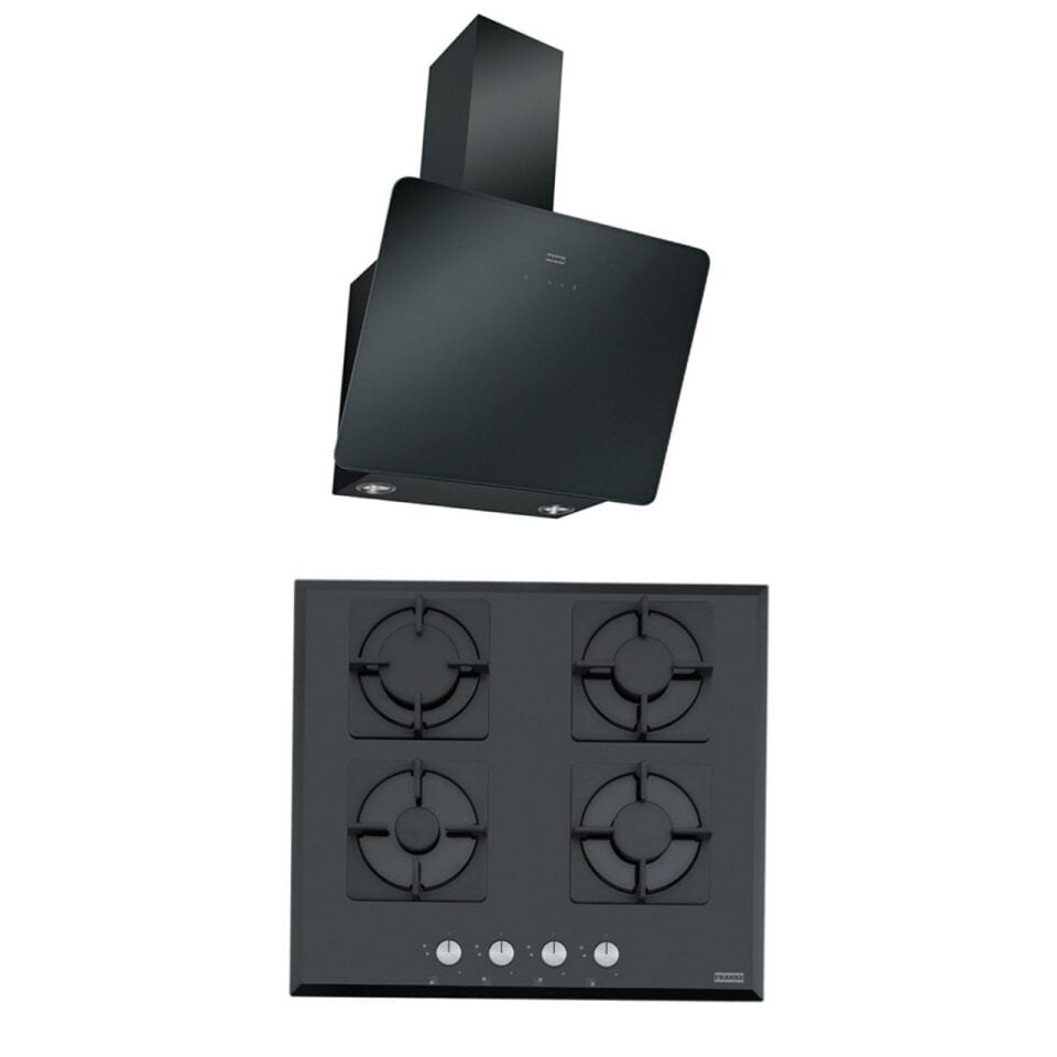 FRANKE FPJ 615 V BK A 60 CM SİYAH DAVLUMBAZ FHNS 604 4G BK C 60 CM SİYAH CAM OCAK 2Lİ ANKASTRE SET​