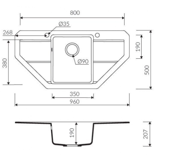 TEŞHİR MARMORİN BARİO 960 KÖŞE GRANİT EVYE 1 GÖZLÜ DAMLALIKLI BLACK METTALİC