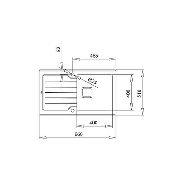 TEKA DIAMOND RS15 1B 1D 86 (WST WHITE) TEK HAZNE VE TEK DAMLALIKLI CAM EVİYE