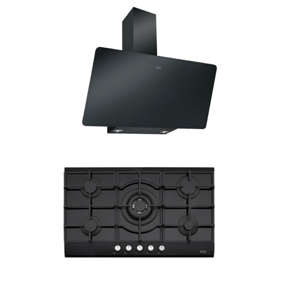 FRANKE FPJ 915 V BK A/900 BLACK DAVLUMBAZ FHNG 905 4G TC BK C BLACK GLASS OCAK 2Lİ ANKASTRE SET