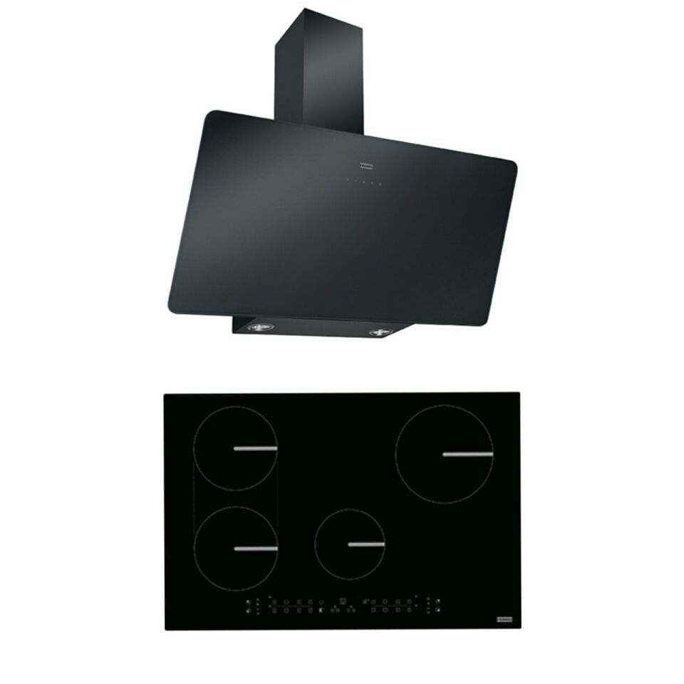 FRANKE FPJ 915 V BK A/900 BLACK GLASS DAVLUMBAZ FSM 804I B BK İNDÜKSİYONLU BLACK OCAK 2Lİ ANKASTRE SET