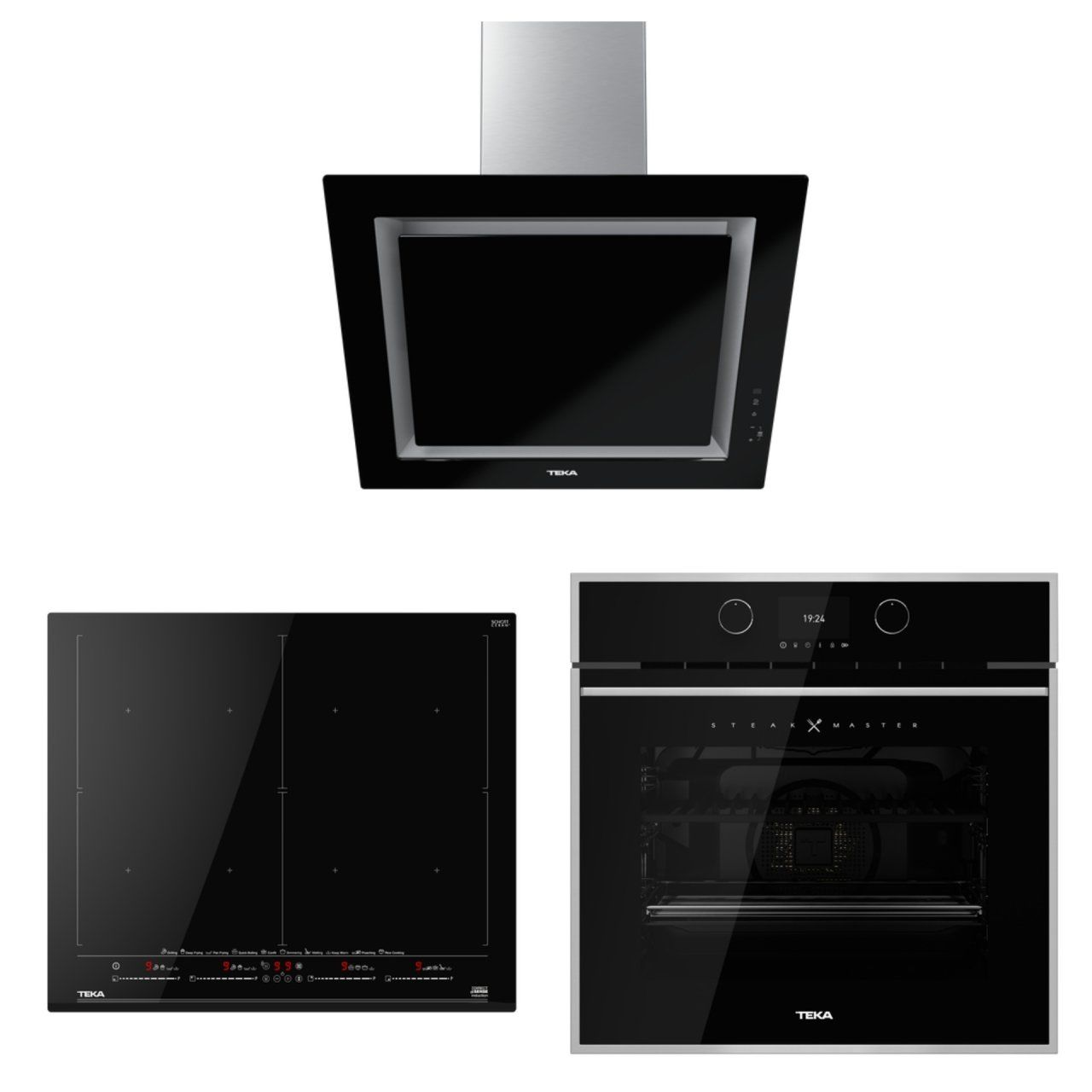 TEKA DLV 68660 BK TOS DAVLUMBAZ IZF 68700 MST BK İNDÜKSİYONLU OCAK STEAKMASTER FIRIN SİYAH ANKASTRE SET