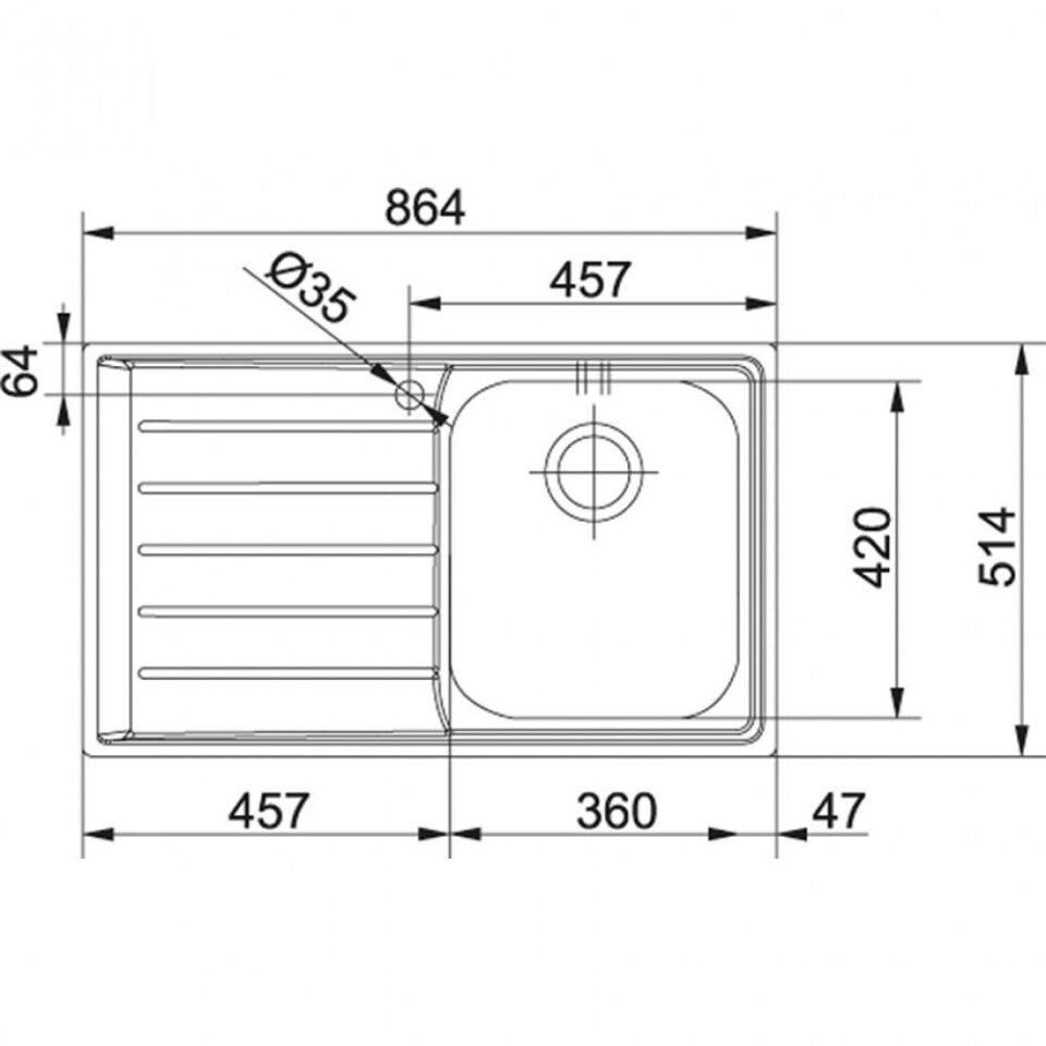 FRANKE NEPTUN SLİMTOP NEX 211 PASLANMAZ ÇELİK SOL DAMLALIKLI EVİYE