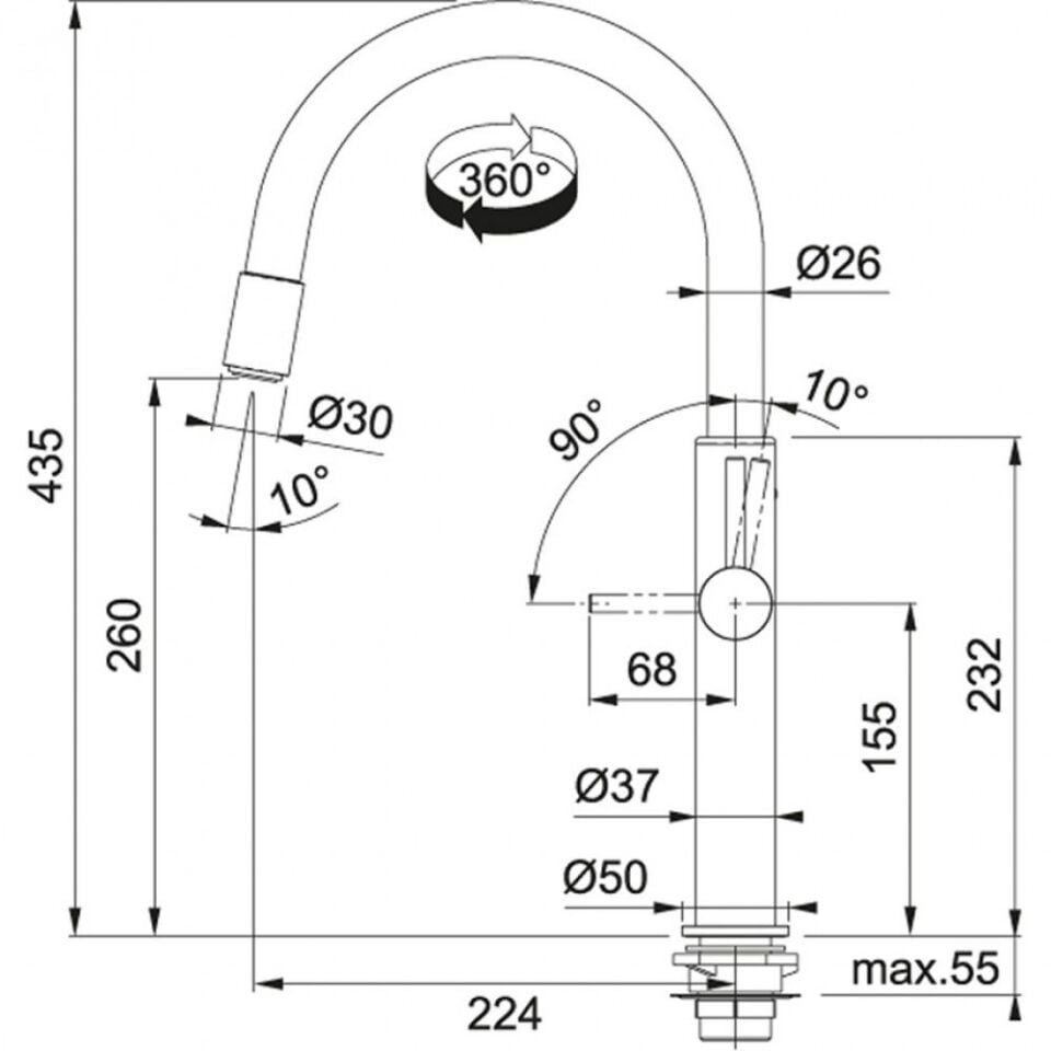 FRANKE PESCARA SWİVEL SPOUT UP & DOWN KROM ARMATÜR