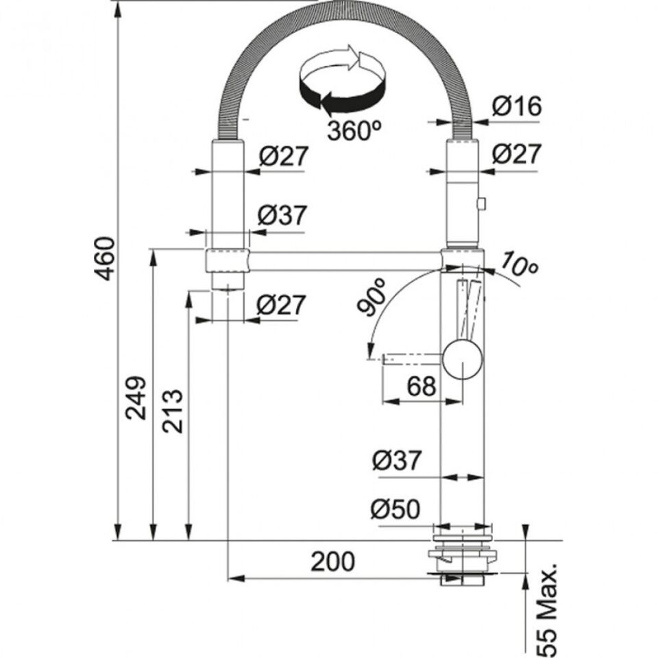 FRANKE PESCARA SEMİ-PRO 360 KROM ARMATÜR