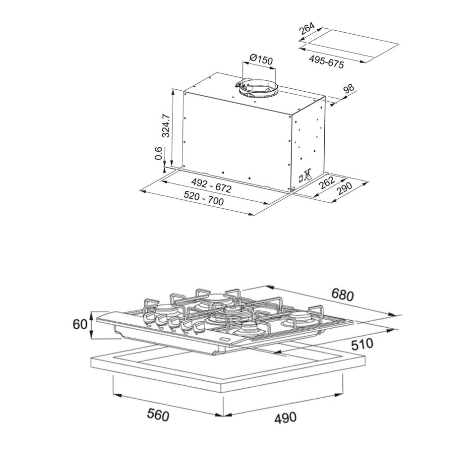 FRANKE FBFE BK MATT A70 ASPİRATÖR FHNL 705 4G TC XS E OCAK 2Lİ ANKASTRE SET