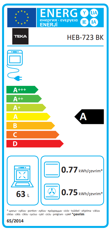 TEKA HEB 723 BK 6 PROGRAMLI SİYAH ANKASTRE FIRIN